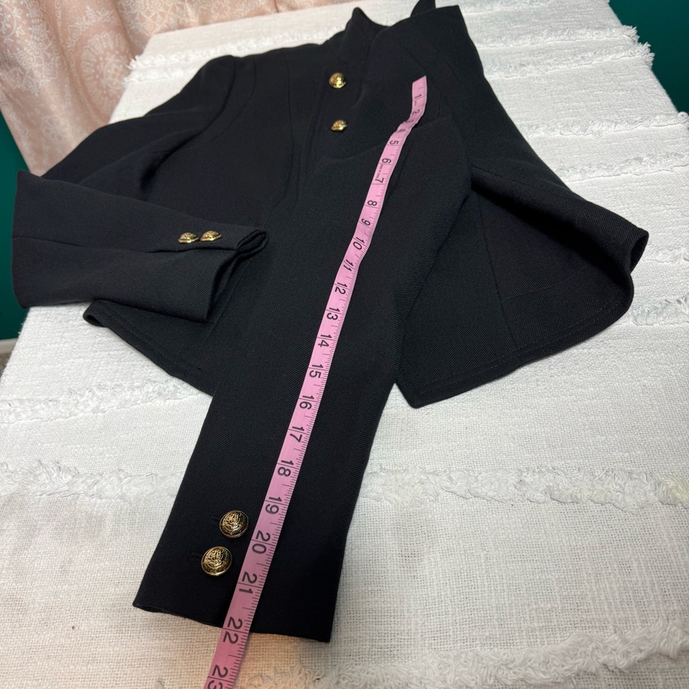 Juicy Couture Y2K 2009 Black Military Style Wool Double Breasted Jacket Sz M - Picture 5 of 14